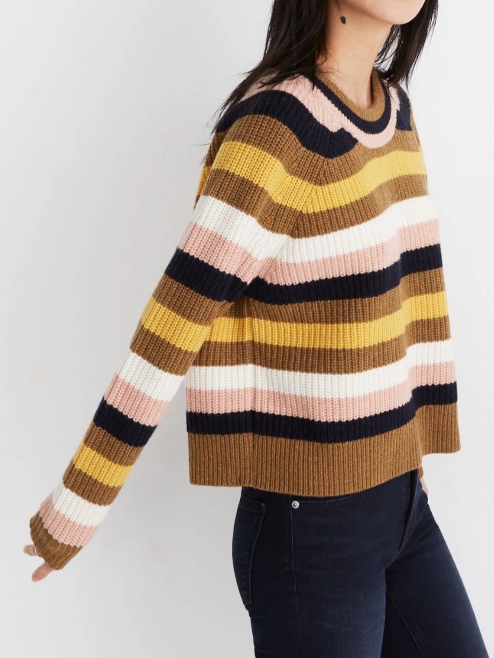 Madewell Striped Merino Wool Blend Tilden Pullover Sweater